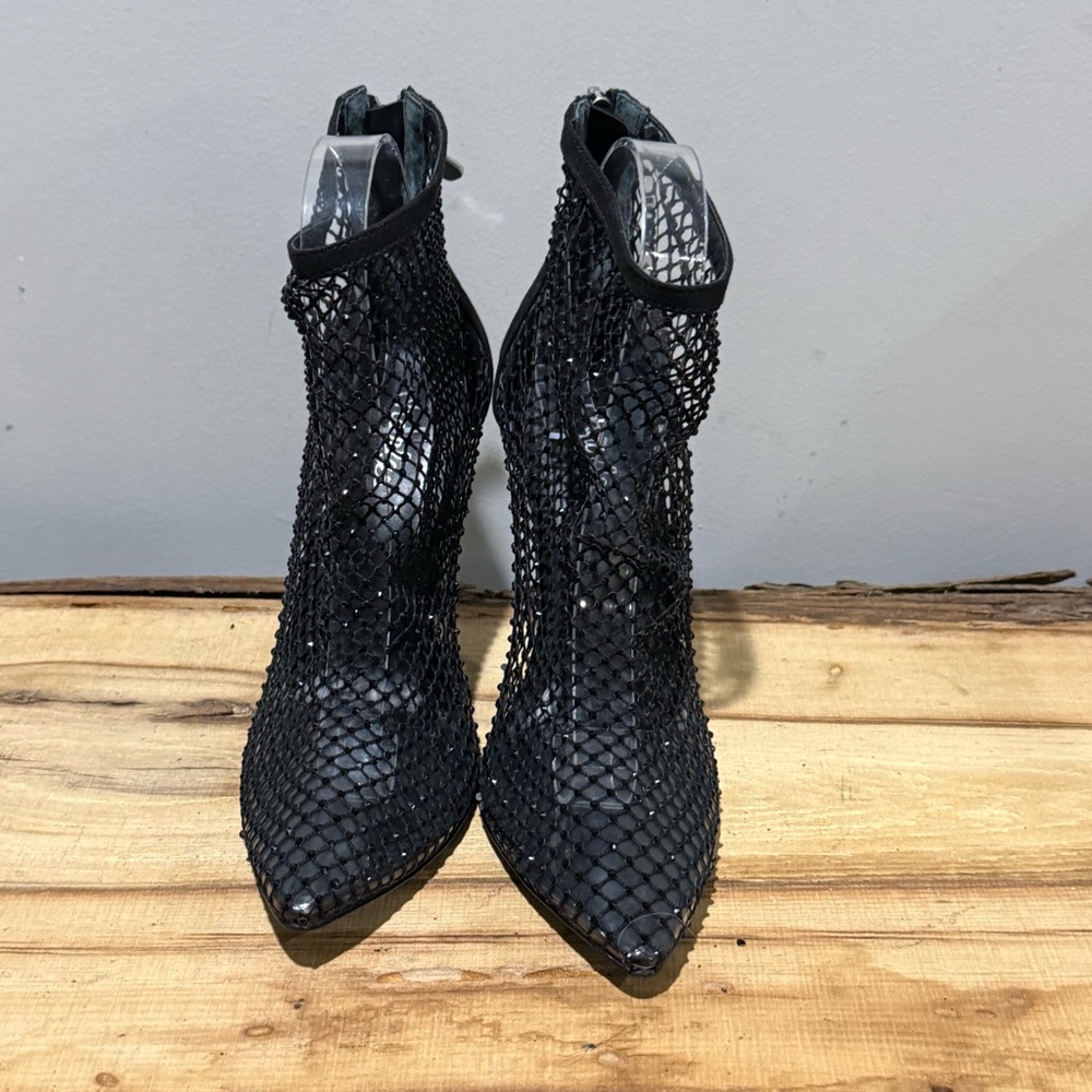 CHARLES DAVID Pursue Black Mesh Sequin‎ Bootie Size 7.5 A41 - Picture 5 of 11